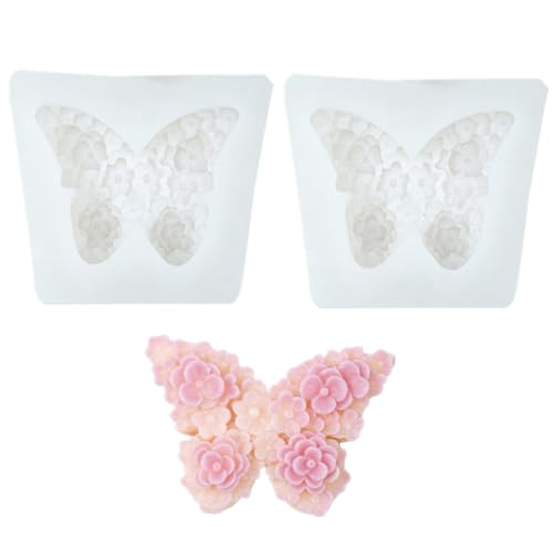 2 Pcs Butterfly Silicone Molds, 3D Flower Butterfly Candle Molds ...