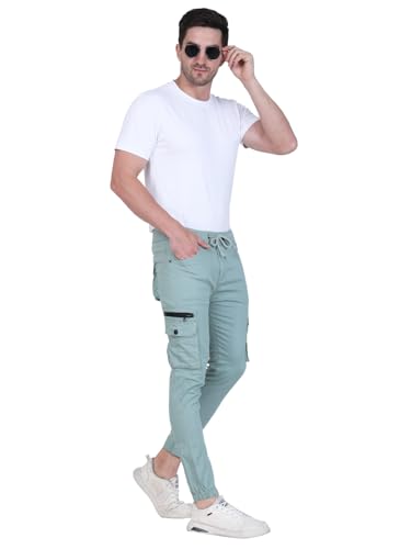 Image of Men's Cargo Pants with Pockets, Cotton Joggers, 6 Pocket Casual Trousers, Track Pants for Office and Parties, Comfortable