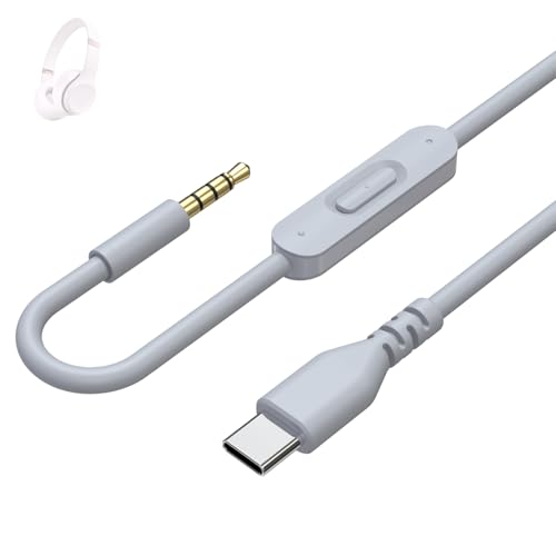 Hizsoaor Cable de audio USB C a 3,5 mm, compatible con Beats Solo 4, 3, 2, Studio 2, 3 Pro, Detox Mixr Executive Pill auriculares, cable auxiliar con control de micrófono en línea para dispositivos