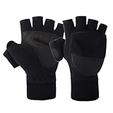 HSTWODE Guantes de invierno para hombre y mujer, medio dedo solapa, guantes de equitación, guantes de ciclismo para ciclismo, ocio, jardín (L)