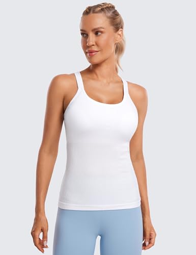 Image of CRZ YOGA Seamless Rib Scoop Neck Tank Tops