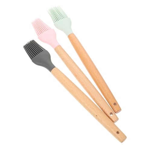 VINTORKY Stainless Steel Handle Heat-resistant Silicone Brush Bbq Basting Brush for Sauce 3pcs Set for Cooking