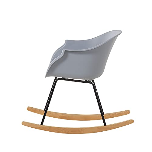 Beliani Modern Scandinavian Rocking Chair Natural Wood Shell Seat Grey Harmony - Image 5