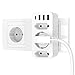 Produktbild Steckdosenadapter, KEPLUG USB Steckdose 7 in 1, 3 Steckdosen ( 4000W ) und 3 USB Anschluss ( 2.4A ) und 1 TYPE-C , mehrfachsteckdose für Hause, Reise, Büro
