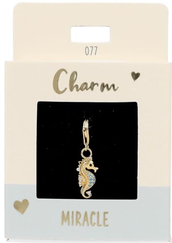 Depesche 11785-077 Charms Express Yourself - Ciondolo per collane e bracciali, Cavalluccio Marino, Placcato Oro, Come Piccolo Regalo