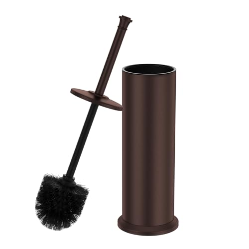 Bronze Toilet Brush and HolderExtra Long Handled Toilet Brush for BathroomStainless Steel Heavy Duty Toilet Bowl Brush Removable Inner Bowl Deep Cleaning Dense Bristles Cleaner Brush -Space Saving