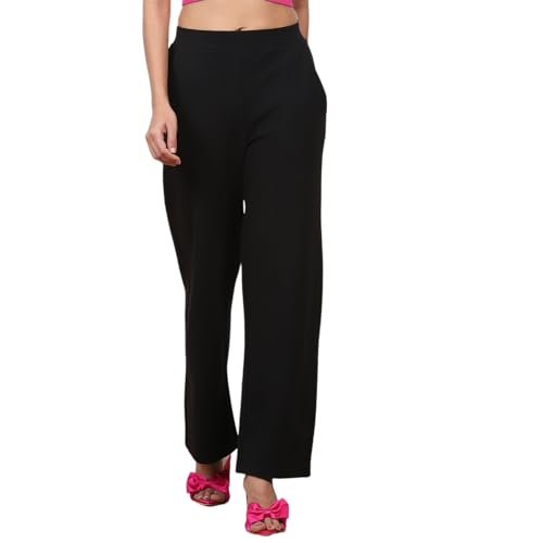 Image of BIBA Women Polyester Relaxed Solid Pants
