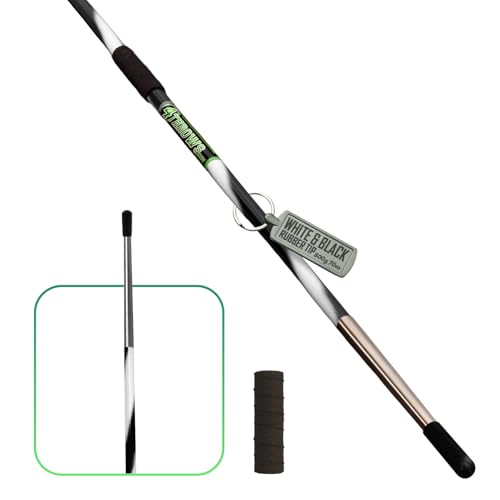 4THROWS Elite 800g Aluminum Javelin for Athletes, Boys & Men — 70m High-Performance Track & Field Competition Throwing Javelin for Advanced Throwers, Rubber Tip with Cord, White and Black Spiral