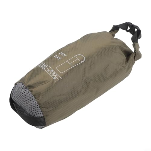 Saco de dormir Bivy ultraligero impermeable 70D nylon ripstop con recubrimiento reflectivo térmico 87x33 pulg Verde para camping senderismo y supervivencia uso individual