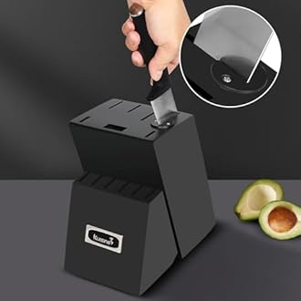 Kuisine Kitchen Chef Knife Block Set,High Carbon Stainless Steel Sharp Knife Set with Built-in Sharpener,Elegant Gift(Black,15pcs)