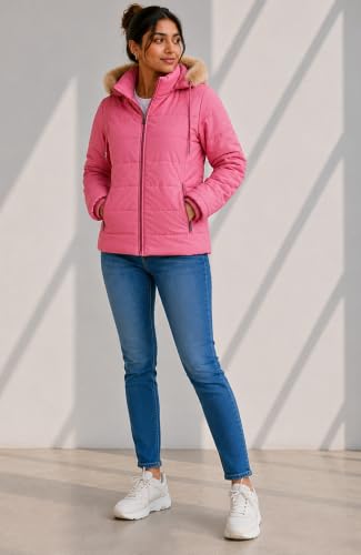 Image of SANE ORIGINALS Winter Jacket for Women with Detatchable Hoodie Cap || Lightweight Full Zipper Regular Fit Warm Jacket for Ladies