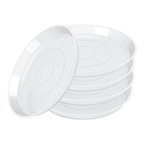 GUGEMEI Plant Saucers 3 4 5 6 7 8 9 10 11 12 14 Inch 5 Pack Clear Plastic Plant Trays for Pots Durable Plant Water Catcher Tray for Indoors Outdoors (6 Clear)
