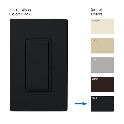 Image of Lutron Diva LED+ Dimmer Light Switch for Dimmable LED, Halogen, and Incandescent Bulbs, 150 Watt, Single-Pole or 3-Way, DVCL-153P-BL, Black