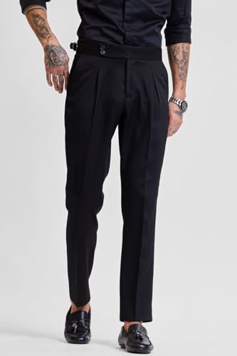 Image of SNITCH Slim Fit Black Stretch Trousers