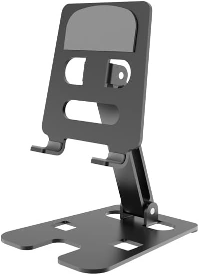 Mukonay Phone Stand for Desk, Foldable Adjustable Cell Phone Tablet Holder (Black)