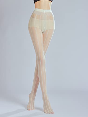 Image of Sahabowi Women Sheer Tights, High Waist Pantyhose, Vintage Control Top Stockings(Patterns Colourful), Pantyhose5
