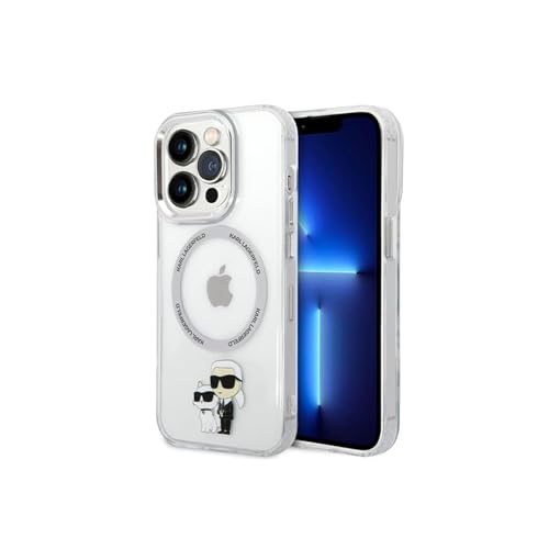 KARL LAGERFELD KLHMP14LHNKCIT Coque pour iPhone 14 Pro 6,1" Coque Rigide Transparente Iconique Karl & Choupette