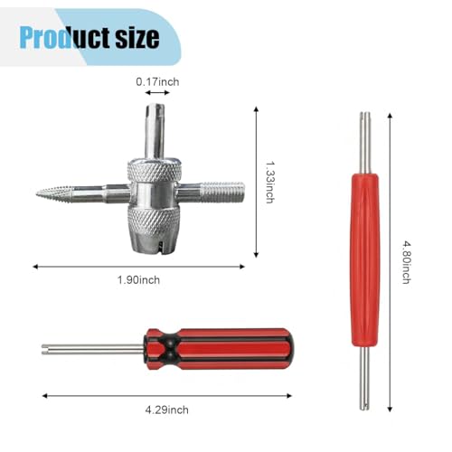 Image of 6PCS Multifunctional Tire Valve Core Removal Tool Installation Kit | 4-Way Tire Valve Tool Kit, Single & Dual Head Tire Stem Core Remover Installer Tools, Fit for Car Bicycle Bike Tire Repair