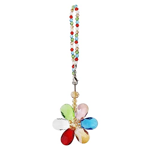 Create idea Multicolore Fleur Attrape-Soleil Ornement Suspendu en Cristal de Pendentif de Rétroviseur de Voiture Accessoires Décoration de Charme Intérieur Automobile 15cm/5.9 Pouces de Longueur