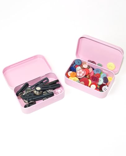 Image of Pink Small Metal Tins with Lids -20 PCS Pink Versatile Tin Containers for Storage and Organization - Perfect Small Tin Box and Zyn Holder Nail Box DIY Gift Packaging Golden Iron Mint Case