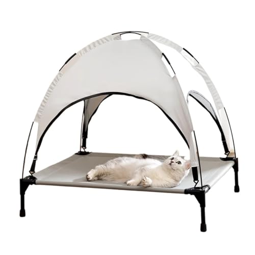 Cama elevada para mascotas exterior interior perro pequeño con toldo verde 2