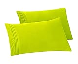 Elegant Comfort Solid Pillowcases 1500 Premium Hotel Quality Microfiber - Smooth Weave, Wrinkle and Stain Resistant, Easy Slip-On, 2-Piece Set, Standard/Queen Pillowcase, Lime