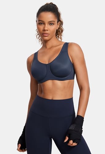 Image of SYROKAN Women's Max Control Underwire Sports Bra High Impact Plus Size with Adjustable Straps Unlined Bra