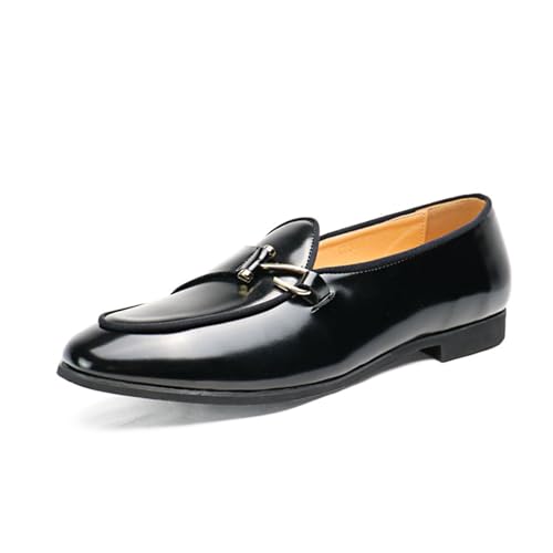 Mens Loafers with Patent Leather Business Dress Slip on Loafer Shoes for Men