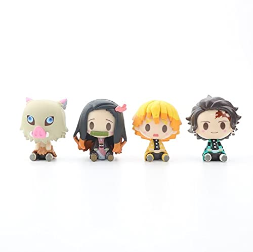 4 Pcs Demon Slayer Mini Figurine Q Version 4.5cm Anime Tanjiro Zenitsu Nezuko Inosuke Demon Slayer Figurine Devil Jouets, Cake Topper Mini PVC Collection Poupée Jouets Pour Décoration Cadeau Maison Cover