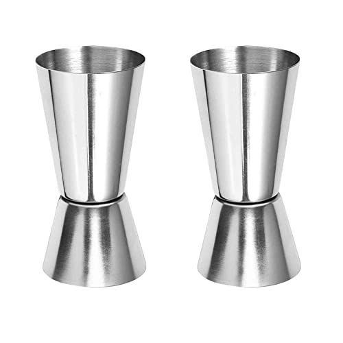 Jetisva 2pcs Stainless Steel Drink Measures - 25ml & 50ml Shot Measure Gift Set for Bar, Party & Cocktails