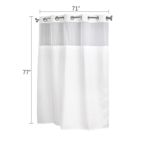 Fbts Basic No Hooks Shower Curtains With Liner 71X77 Inch Waffle Two Layers Fabric Shower Curtains For Bathroom Replaceable Lining Water Resistant, 1 Pack #TOP3