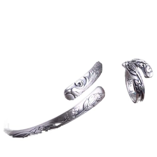Bracelet vintage argent S925 avec bagues pour un cadeau de personnalité exclusif