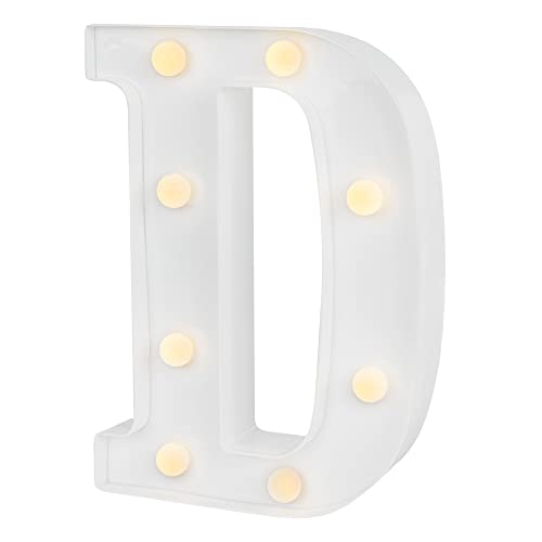 Image of Restaurantware Illumify 6.3 x 1.2 x 8.7 Inch Light Up Letter 1 Durable Marquee LED Light - Letter D Touchproof White Plastic Party Light Keyhole Slot For Parties Weddings Or Special Events