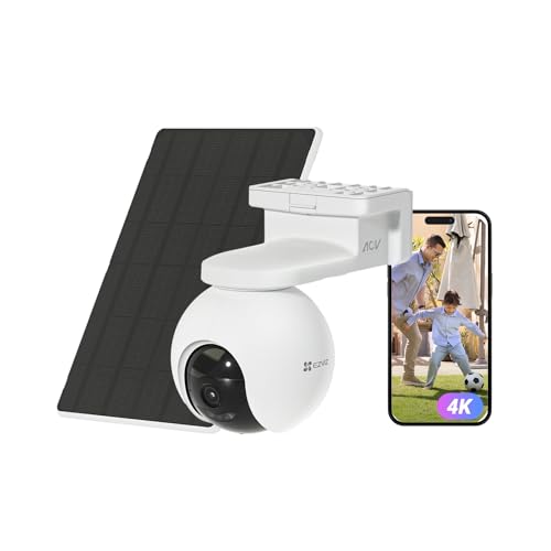 EZVIZ 4K(8MP) Caméra Surveillance WiFi Extérieure sans Fil + 5W Panneau Solaire, Détection de...