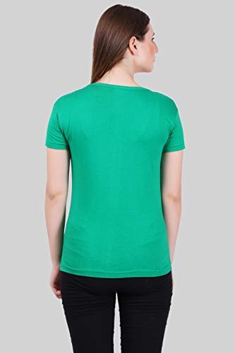 Image of FLEXIMAA Women's Cotton Plain V Neck Half Sleeve T-Shirt