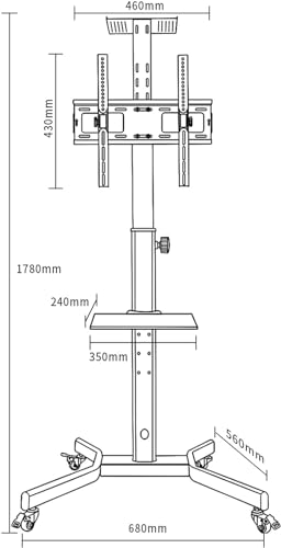 Soporte Móvil para TV con Ruedas y Estante Ajustable miniatura 3