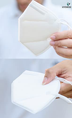 HYDRISE Nonwoven Fabric (Pack of 40 Premium N95 Mask For Men and Women with Mask Adjusters - Washable mask - Reusable mask - Pollution Mask - Protection Mask - Advanced Filtration (White)