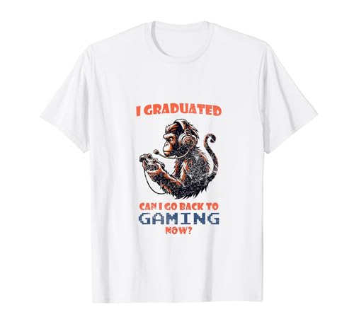 I Graduated Can I Go Back To Gaming Monkey Gamer Graduation Camiseta
