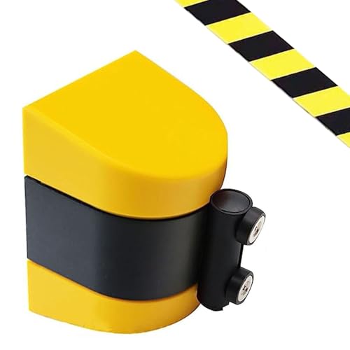 Tavkomco Magnetic Attraction Wall Mount Queue Belt Barrier, 6.6/9.8/16.4FT Magnetic Retractable Crowd Control Wall Barrier, with mounting Accessories(A,3M/9.8FT)