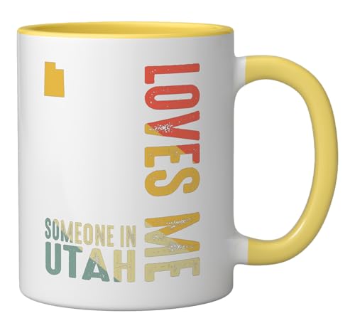 Taza de cerámica retro con diseño de Utah amarillo y blanco miniatura 2