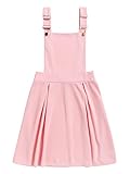 Romwe Women's Cute A Line Adjustable Straps Pleated Mini Overall Pinafore Dress Pink S