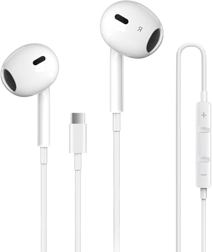 UmiMirari USB C Kopfhörer für iPhone 17/16/16e/15 Pro Max In-Ear Kopfhörer mit Kabel Type C HiFi Stereo mit Mikrofon & Lautstärkeregler USBC Ohrhörer für S25 S24 S23 S22 S21 Ultra/Pixel