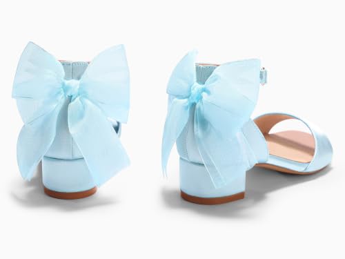 Image of Coutgo Girls Dress Shoes Sandals Chunky Low Heels Bow Ankle Strap Flower Girl Wedding Party Shoes