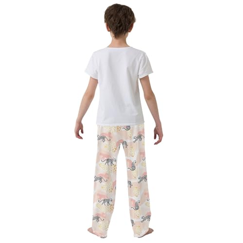Cheetah Boys Long Pants Soft Trousers Elastic Waist Kids Lounge Bottoms with Pockets S-XL3