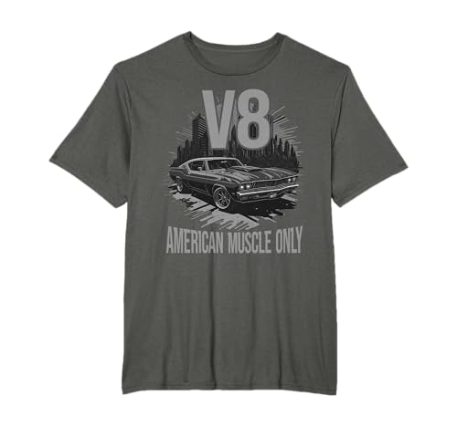 V8 Vintage American Muscle Only Car Cilindrada V8 Camiseta