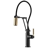 Brizo 63243LF-BLGL Litze Articulating Faucet with Knurled Handle In Matte Black/Luxe Gold