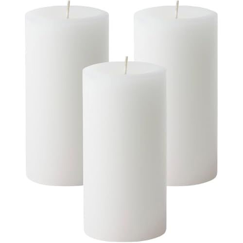 Mister Candle Citronella Candles Ideal for Outdoor & Indoor 3x6 Pillar Candles Set of 3 Hand Poured White Premium Wax & Dripless 60 Hour Burn Time