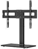 MOUNT PRO Universal Swivel TV Stand Base, Table Top TV Stand for 37 to 65, 70, 75 Inch LCD LED TVs, Height Adjustable TV Mount Stand with Tempered Glass Base, Holds up to 88lbs, Max VESA 600x400mm