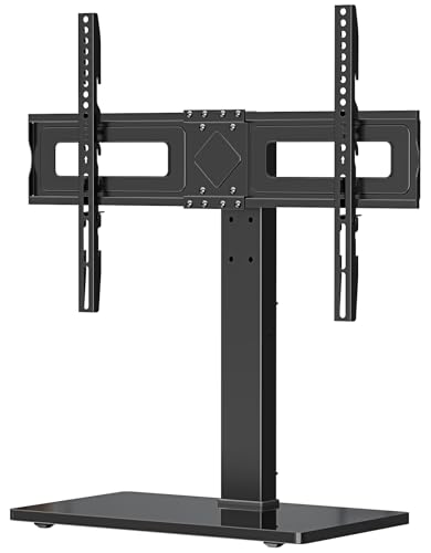 MOUNT PRO Universal Swivel TV Stand Base, Table Top TV Stand for 37 to 65, 70, 75 Inch LCD LED TVs, Height Adjustable TV Mount Stand with Tempered Glass Base, Holds up to 88lbs, Max VESA 600x400mm