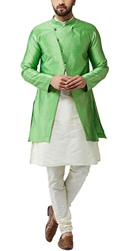 Image of SOJANYA (Since 1958 Men's Silk Blend Kurta Churidaar Pyjama & Jacket Combo